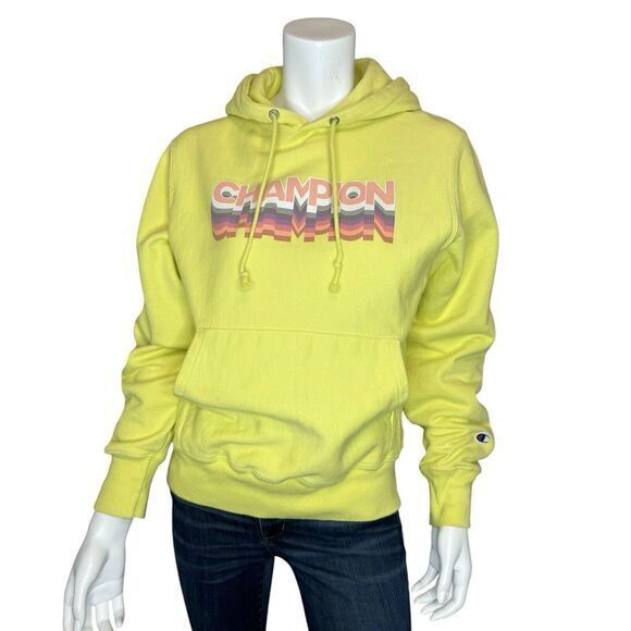 CHAMPION Women’s M Reverse Weave Hoodie Sweatshirt Cadmium Yellow Unisex‎ 90’s - Picture 1 of 6